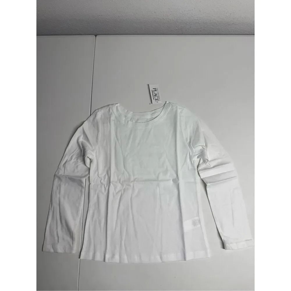 NWT The Children’s Place Girls Tee Shirt Long Sleeve White Cotton Size S/6